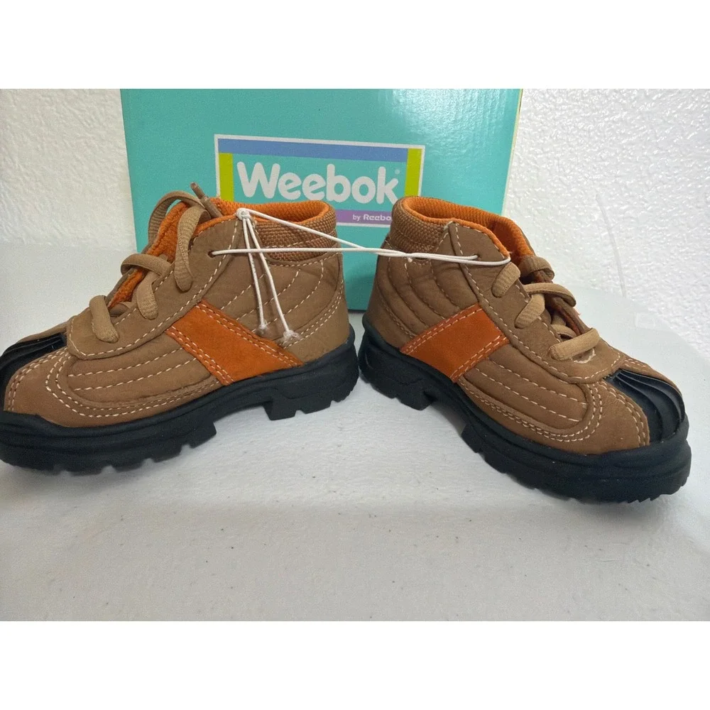 NEW Weebok by Reebok Rough & Tumble Toddler Boots Tan Orange Leather Size 5